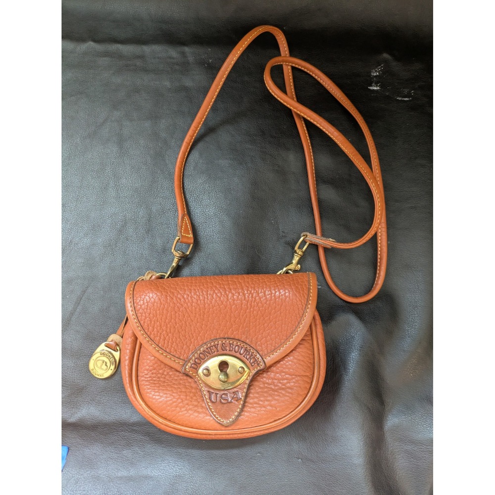 Dooney & Bourke Cavalry Trooper Leather Crossbody Bag Strap Tan Pebbled USA